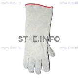 Перчатки-краги спилковые пятипалые серые с подложкой - st-e.info - Старый Оскол